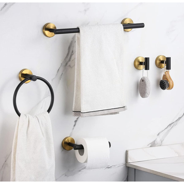 VITELER Chic Black and Gold Bathroom Hardware Set 2x16Inch Towel Bars